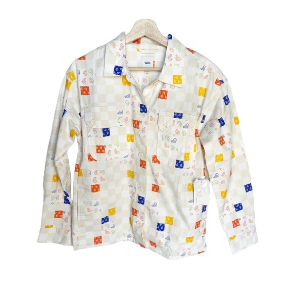 VANS NWT Anaheim Paisley Check Long Sleeve Buttondown Top - Picture 5 of 8